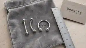 Bijoux pour tétons : barres et anneau en titane, mesures