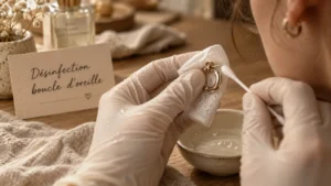 Desinfection boucle d oreille avec alcool : compresse sur boucle d’oreille