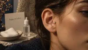Piercing oreille tragus avec labret en titane, réduit les frottements